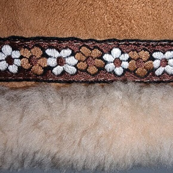 Suede & Faux Shearling Vest-Embroidered-Boho/Vintage 70's - Picture 3 of 4